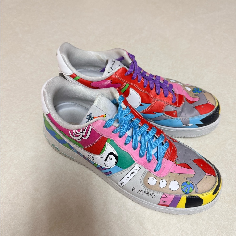 Nike Rouhan Wang Air Force 1 low fly leather/ multicolored sneaker size 10.5.